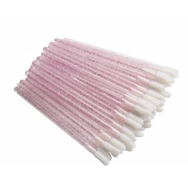  Aplikatory i szczoteczki Aplikatory welurowe kolor różowy/brokat - 50 szt Lashes Mania 9.989999 - 1