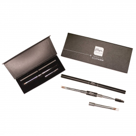 A set of PREMIUM eyebrow dyeing brushes in a THUYA case