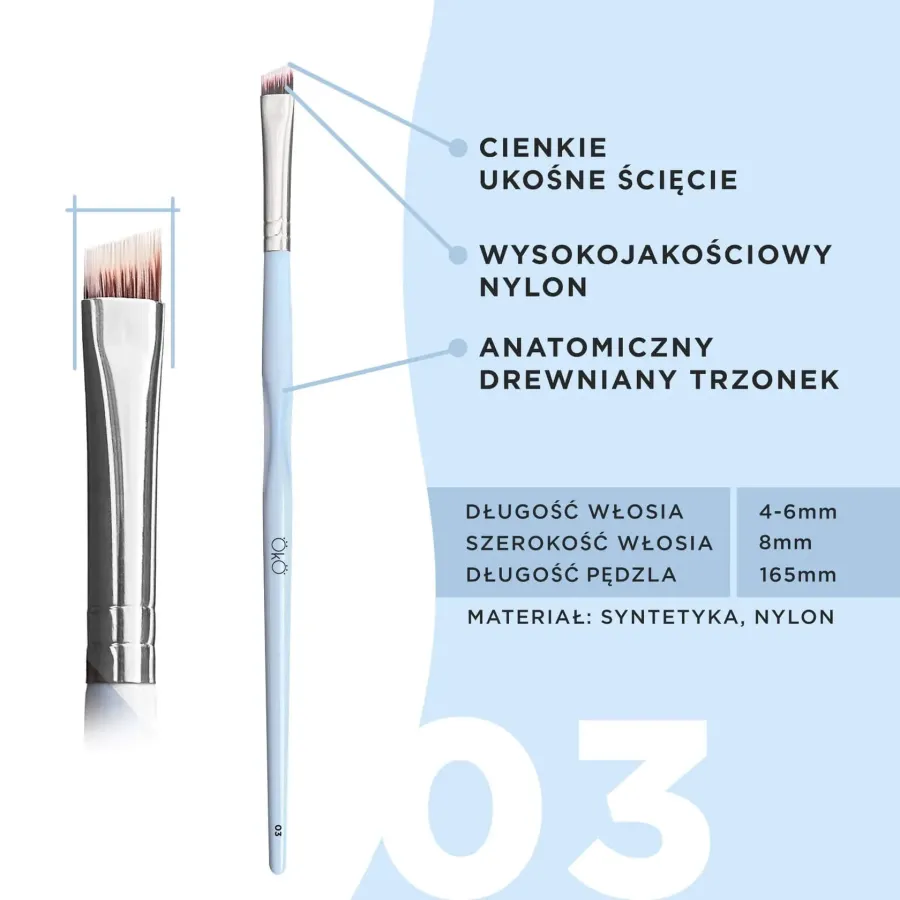 Pędzelek skośny OkO lash&brow nr 3 BLACK EDITION